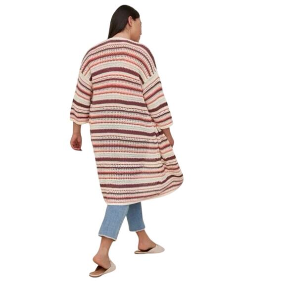Torrid 2 Kimono Cardigan - Cotton Multi Stripes NWOT - Picture 2 of 5